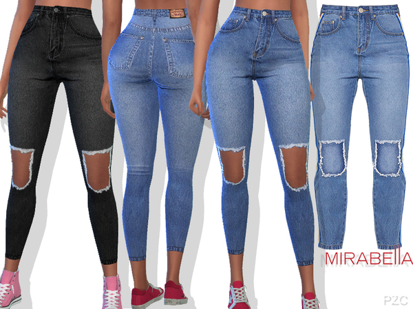  The Sims Resource: Summer Ripped Denim Jeans Mirabella by Pinkzombiecupcakes