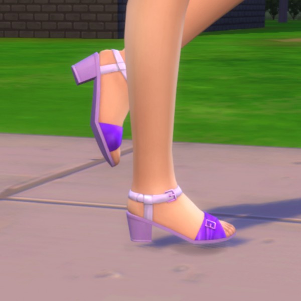  Simsworkshop: Purple Buckled Strapped Sandals by MsWigglySimmer