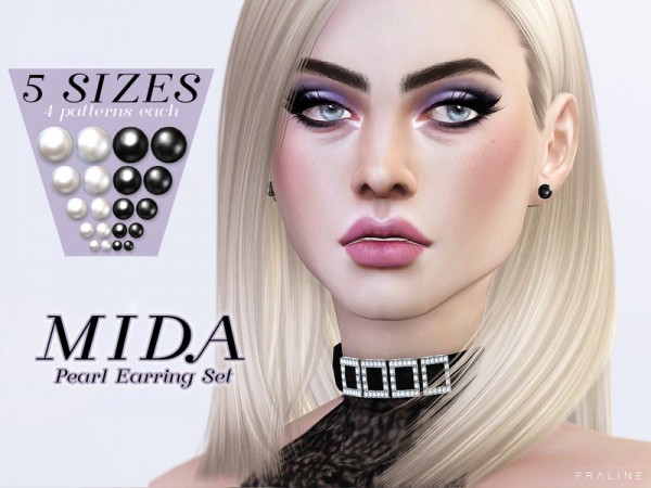  The Sims Resource: Mida Pearl Earring Set by Pralinesims