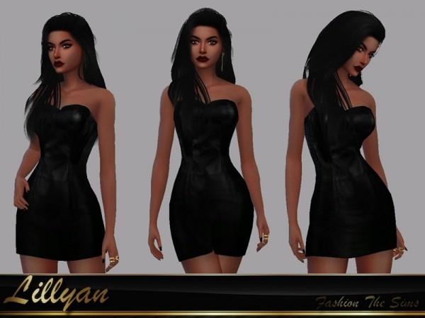  The Sims Resource: Leather dress Pandora by LYLLYAN