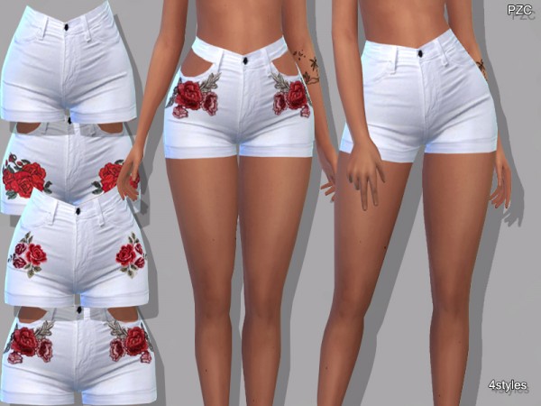  The Sims Resource: Summer White Denim Jeans Shorts by Pinkzombiecupcakes