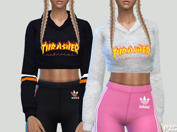  The Sims Resource: Thrasher Sporty Hoodie by Pinkzombiecupcakes