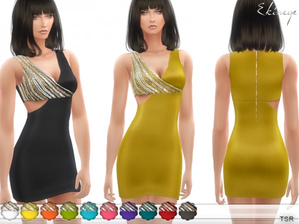  The Sims Resource: Crystal Embellished Mini Dress by ekinege