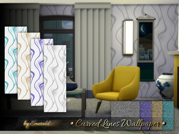  The Sims Resource: Curved Lines Wallpaper by emerald