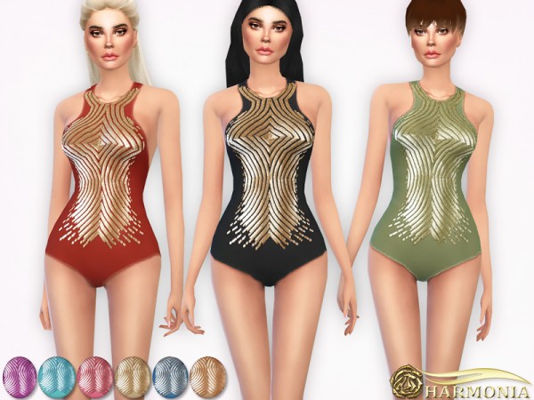  The Sims Resource: Tank style Stud Front Swimwear by Harmonia