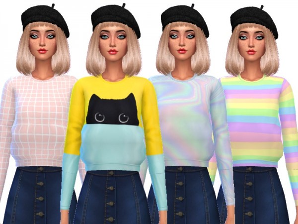  The Sims Resource: Super Kawaii Sweaters by Wicked Kittie