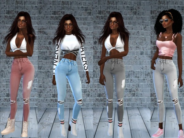  The Sims Resource: Jeans Bleached Skinny Waist by Teenageeaglerunner