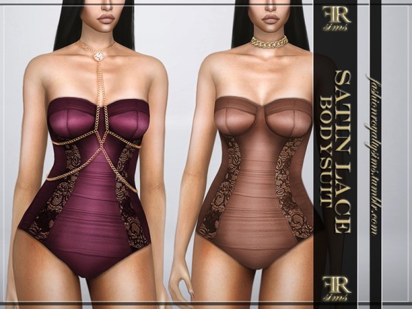  The Sims Resource: Satin Lace Bodysuit by FashionRoyaltySims