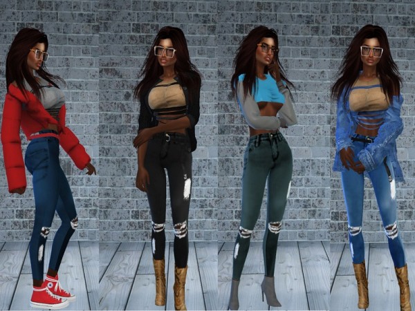 The Sims Resource: Jeans Bleached Skinny Waist by Teenageeaglerunner