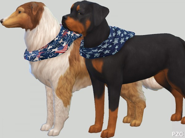  The Sims Resource: Summer Denim Bandanas For Large Dogs by Pinkzombiecupcakes