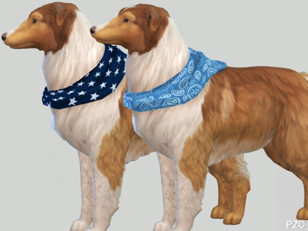  The Sims Resource: Summer Denim Bandanas For Large Dogs by Pinkzombiecupcakes