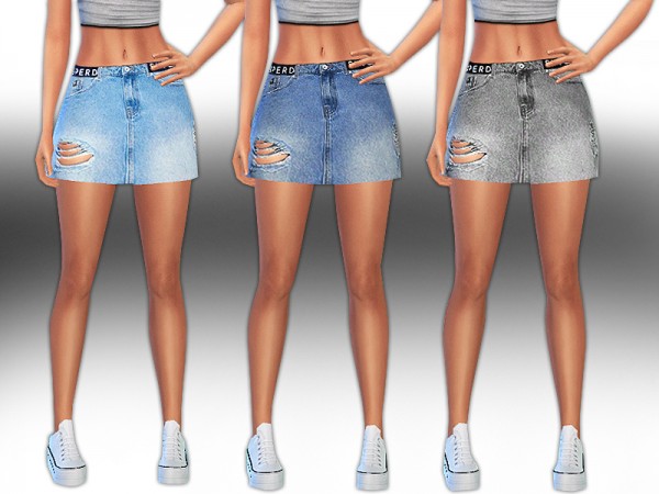  The Sims Resource: Superdry Super Little Ripped Denim Skirts by saliwa