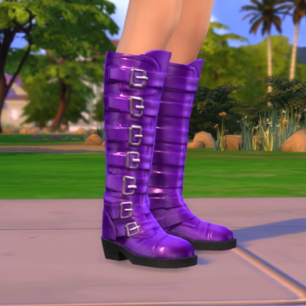  Simsworkshop: Purple Combat Boots by MsWigglySimmer
