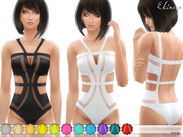  The Sims Resource: Strappy Cut Out Mesh Swimsuit by ekinege