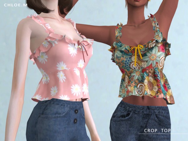  The Sims Resource: Crop Top with Falbala by ChloeMMM