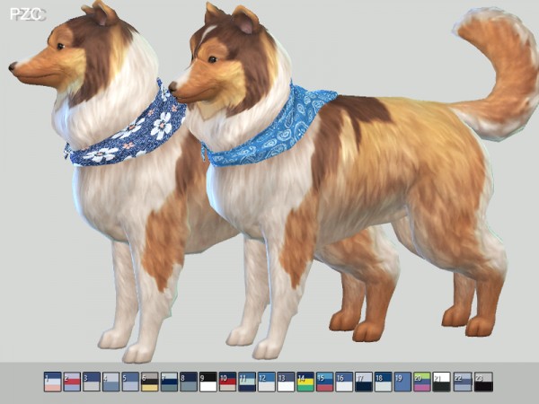  The Sims Resource: Summer Denim Bandanas For Small Dogs by Pinkzombiecupcakes