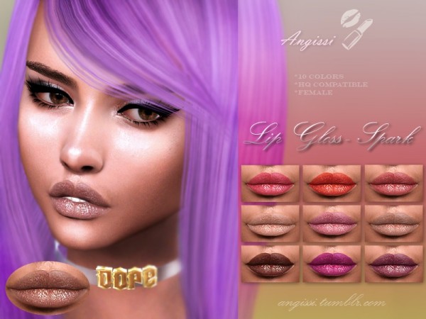  The Sims Resource: Lip Gloss   Spark by ANGISSI