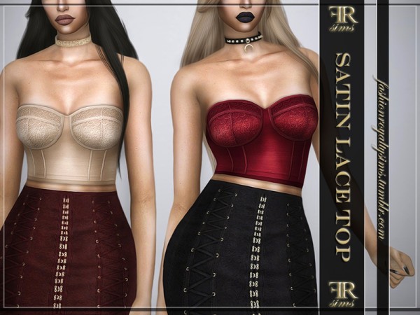  The Sims Resource: Satin Lace Top by FashionRoyaltySims