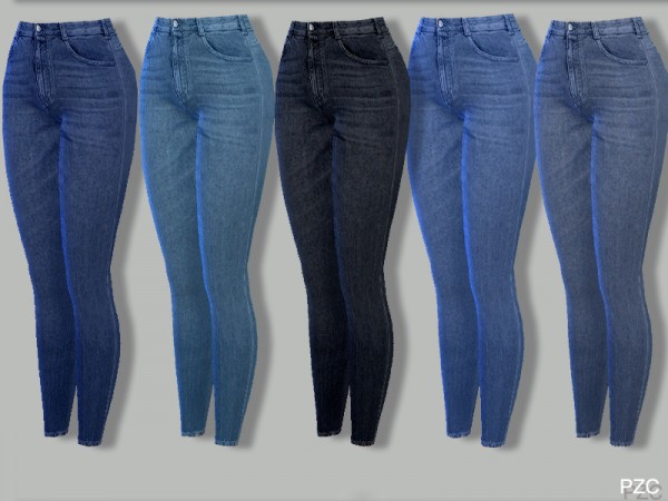 The Sims Resource: Skinny Stretch Stripes Ripped Knee Denim Jeans Zaan ...