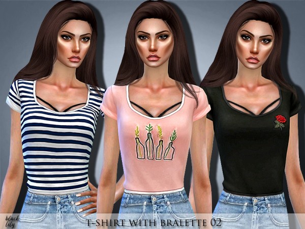  The Sims Resource: T Shirt with Bralette 02 by Black Lily