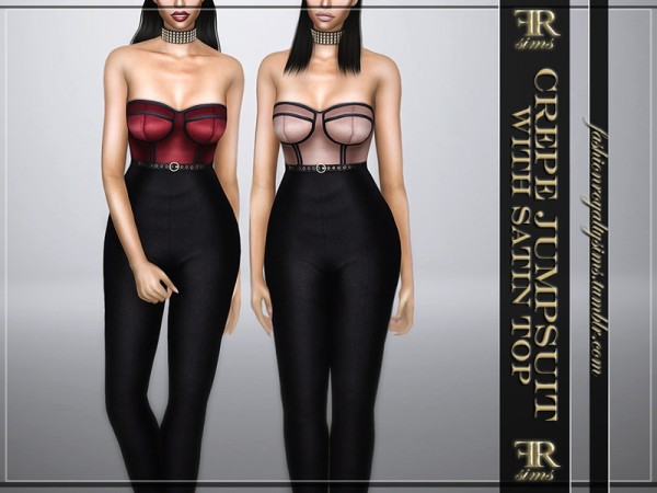  The Sims Resource: Crepe Jumpsuit With Satin Top by FashionRoyaltySims