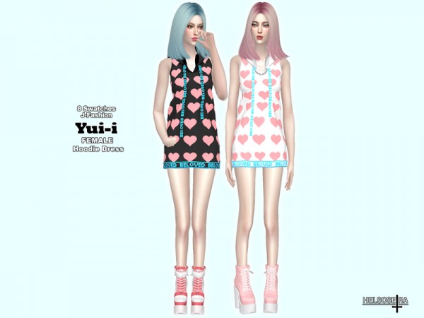  The Sims Resource: YUII   Hoodie Mini Dress by Helsoseira