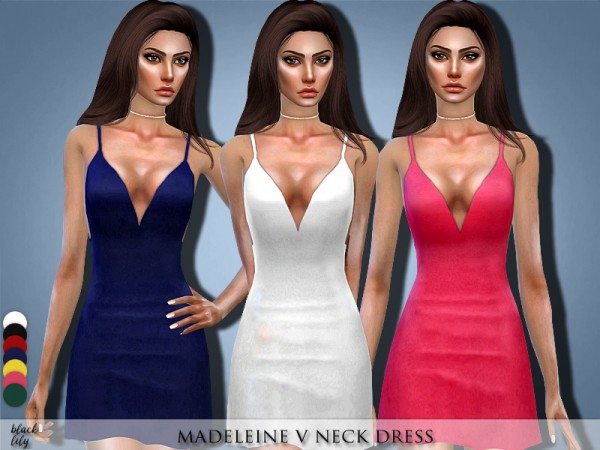  The Sims Resource: Madeleine V Neck Dress by Black Lily