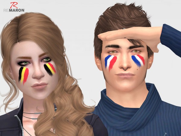  The Sims Resource: World Cup face paint by remaron