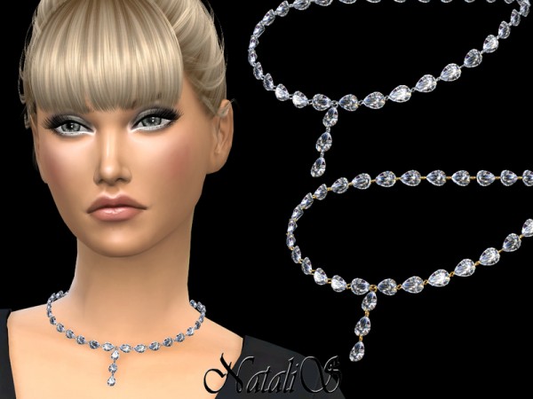  The Sims Resource: Pear cut diamond necklace 002 by NataliS