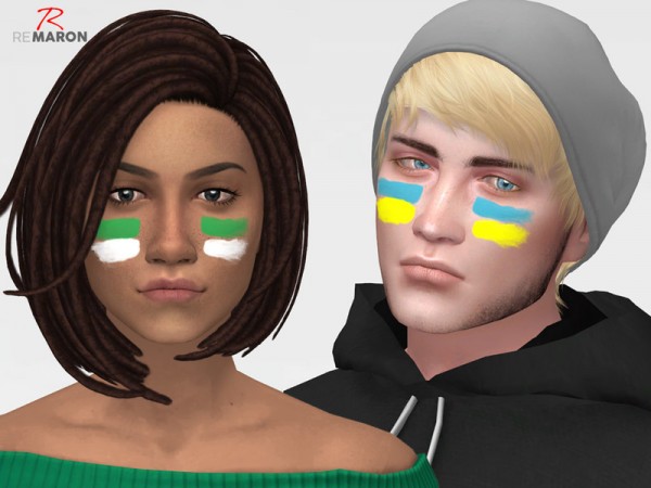  The Sims Resource: World Cup face paint by remaron