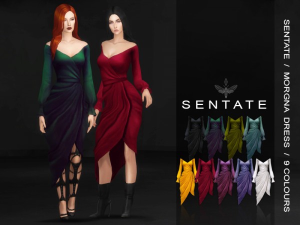  The Sims Resource: Morgana Wrap Dress by Sentate