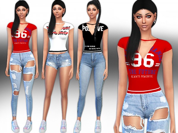  The Sims Resource: Fashion Trendy Colour Tops by Saliwa