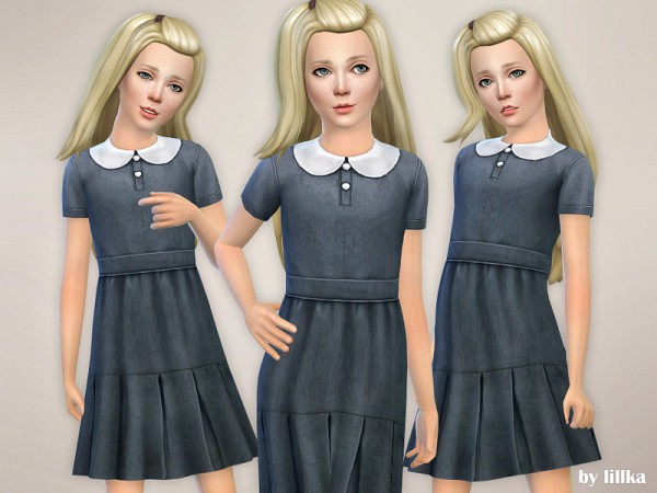  The Sims Resource: Blue Gray Dress by lillka