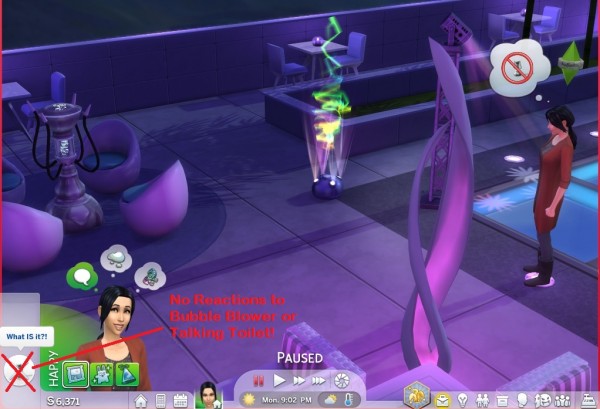  Mod The Sims: No bubble blower or talking toilet reactions by simmytime
