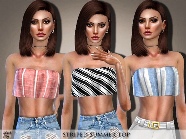  The Sims Resource: Striped Summer Top by Black Lily