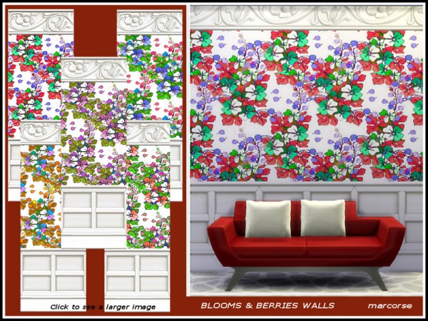  The Sims Resource: Blooms and Berries Walls by marcorse