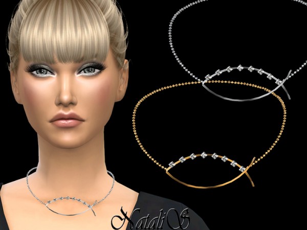  The Sims Resource: Fish shaped necklace with crystals by NataliS