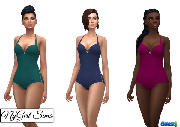  NY Girl Sims: Side Tie Swimsuit with Jewel