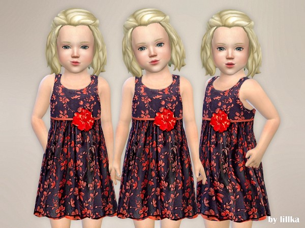 The Sims Resource: Floral Jacquard Dress 02 by lillka