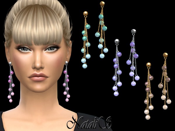 The Sims Resource: Beaded chain tassel earrings by NataliS
