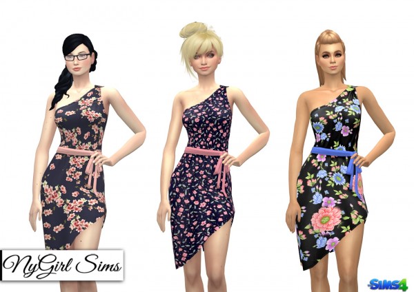  NY Girl Sims: One Shoulder Asymmetrical Wrap Dress