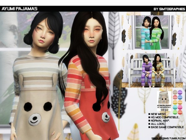  The Sims Resource: Ayumi Pajamas by simtographies