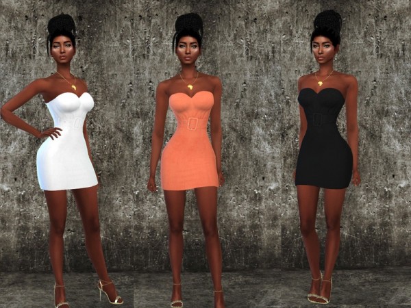  The Sims Resource: Belt detali bardot shift dress by Teenageeaglerunner