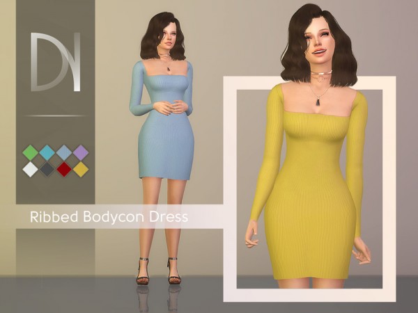  The Sims Resource: Ribbed Bodycon Dress by DarkNighTt
