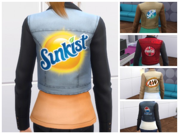  Simsworkshop: Denim Jacket Soda Logos by MsWigglySimmer