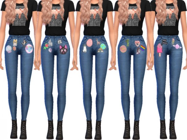  The Sims Resource: Cute Patched Jeans by Wicked Kittie
