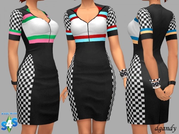  The Sims Resource: Checkered Dress Fran by dgandy