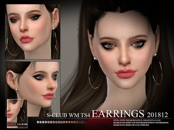  The Sims Resource: Earrings F 201812 by S Club