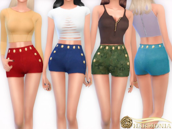  The Sims Resource: High Waisted Button Sailor Shorts by Harmonia