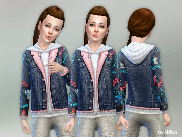  The Sims Resource: Hoodie with Denim Jacket by lillka